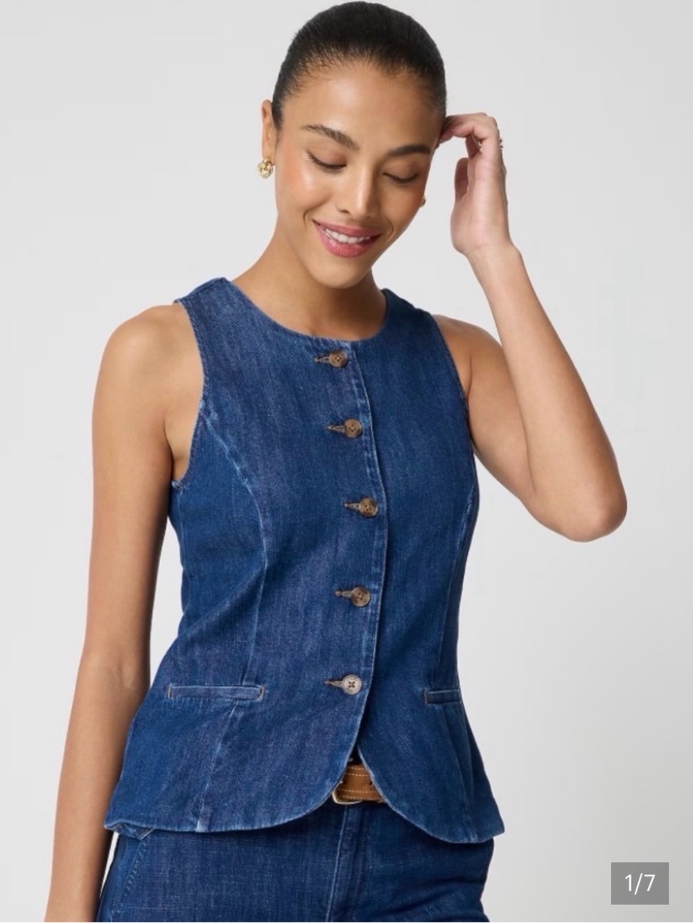 J. Crew Dark Blue Denim Button-Front Vest